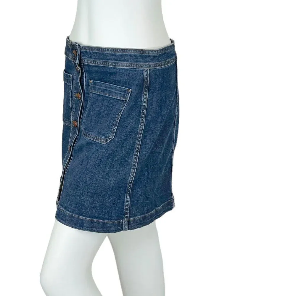 Madewell Stretch Denim A-Line Mini Skirt Salisbury Wash Patch Pocket Edition 8
